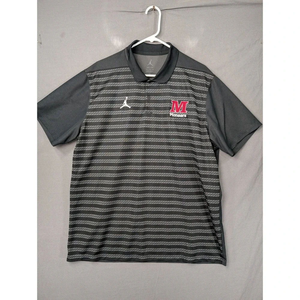 Jordan Dri-FIT Mens XL Marietta Pioneers Polo Shirt Black Gray FN6924-010